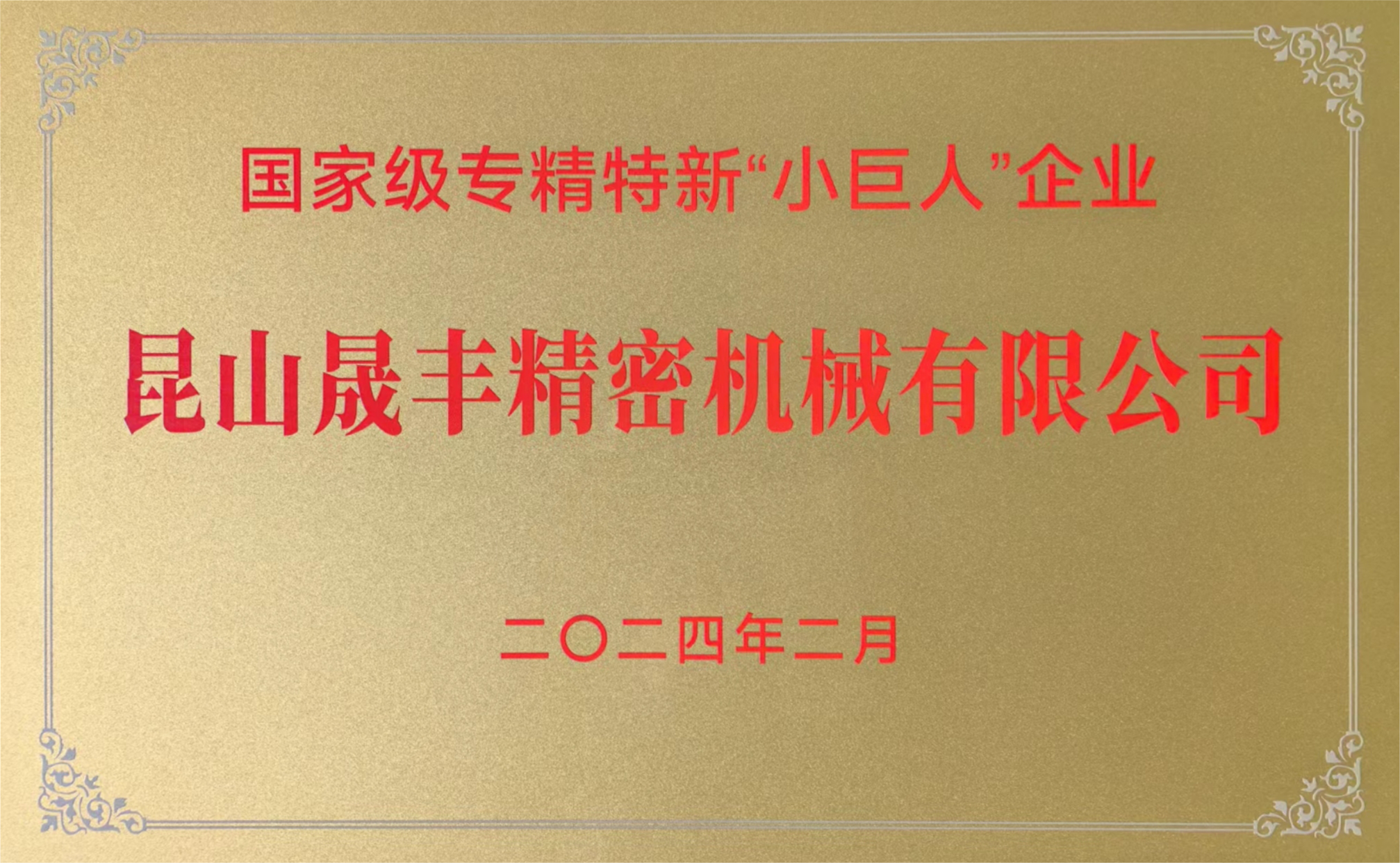 國家級專精特新“小巨人”企業證書